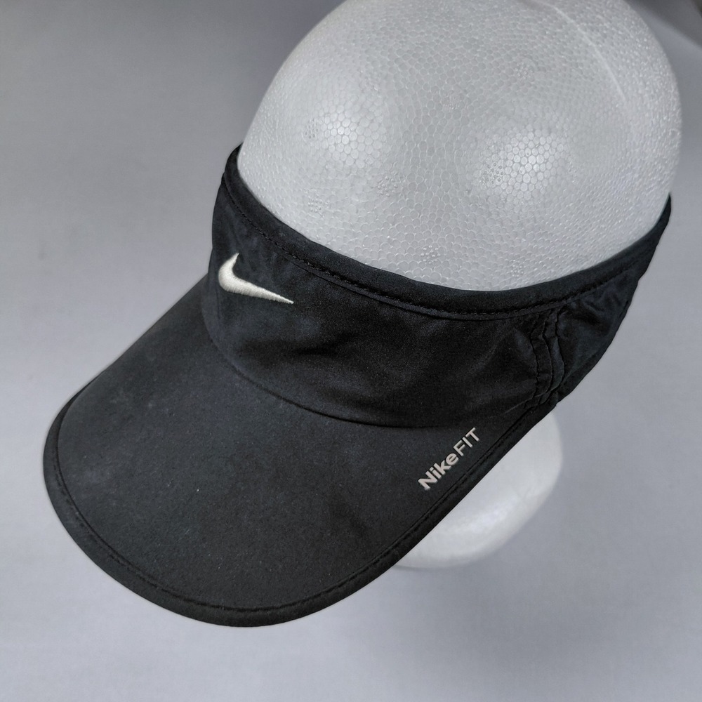 Nike Fit Featherlight Dri-Fit  Women Black Running Tennis Golf Visor Adjustable